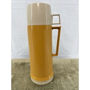 Mustard‎ Yellow Vintage KING SEELEY Plastic Thermos Vacuum Bottle Complete